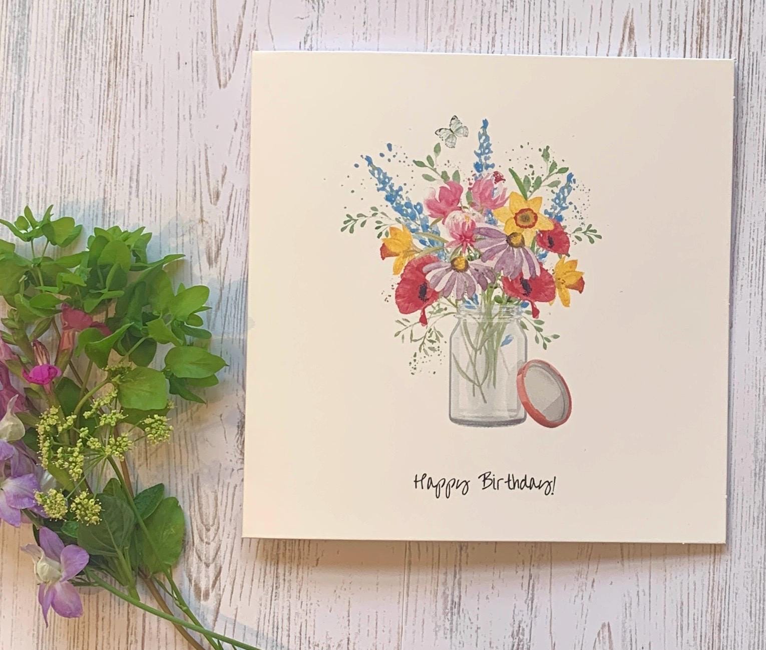 Watercolor Floral Birthday Card Set: Handmade Botanical Greeting Cards ...
