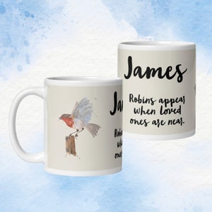 Personalized Robin Mug: Watercolor Bird Lover Gift