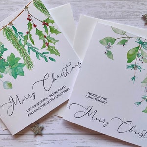 Pack of Christian Christmas cards.  Beautiful hand embellished  botanical designs with messages to remind us to rejoice! Luxury cards