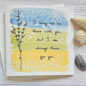 Belle carte à l'encre et à l'aquarelle "Je suis là pour toi". Pensez à votre carte