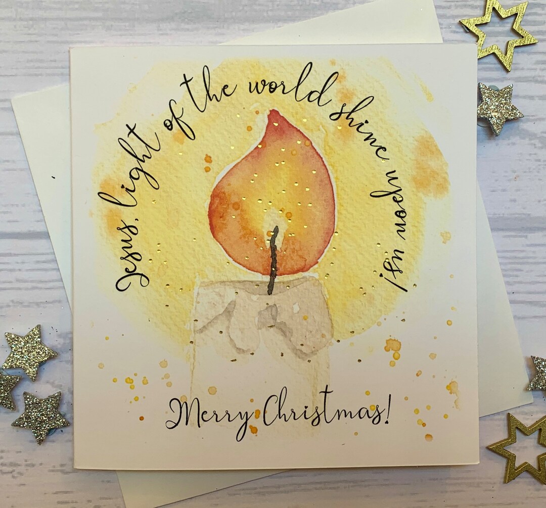 Pack of Christian Christmas Cards Cards. Beautiful Hand Embellished Cards. Jesus Light of the World. Candle. Religiious Christmas Card Etsy