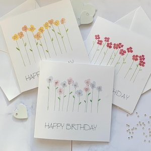 Lot de 3 superbes cartes d'anniversaire florales, magnifiquement ornées de pierres précieuses scintillantes. Excellent rapport qualité-prix