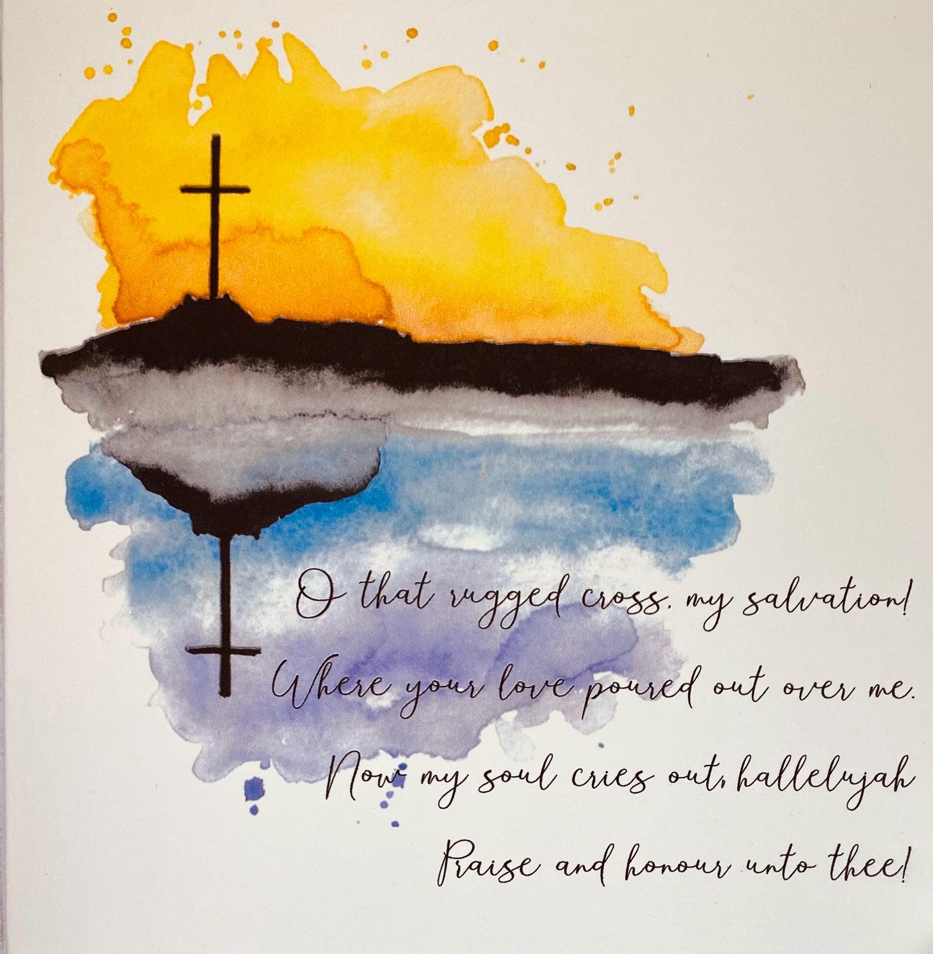 Easter Rugged Cross Watercolor Cross Easter Card: Christian Message, Oh That Rugged Cross ...