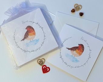 Beautiful watercolour robin to illustrate a Bible verse and make a wonderful encouraging Christian faith card