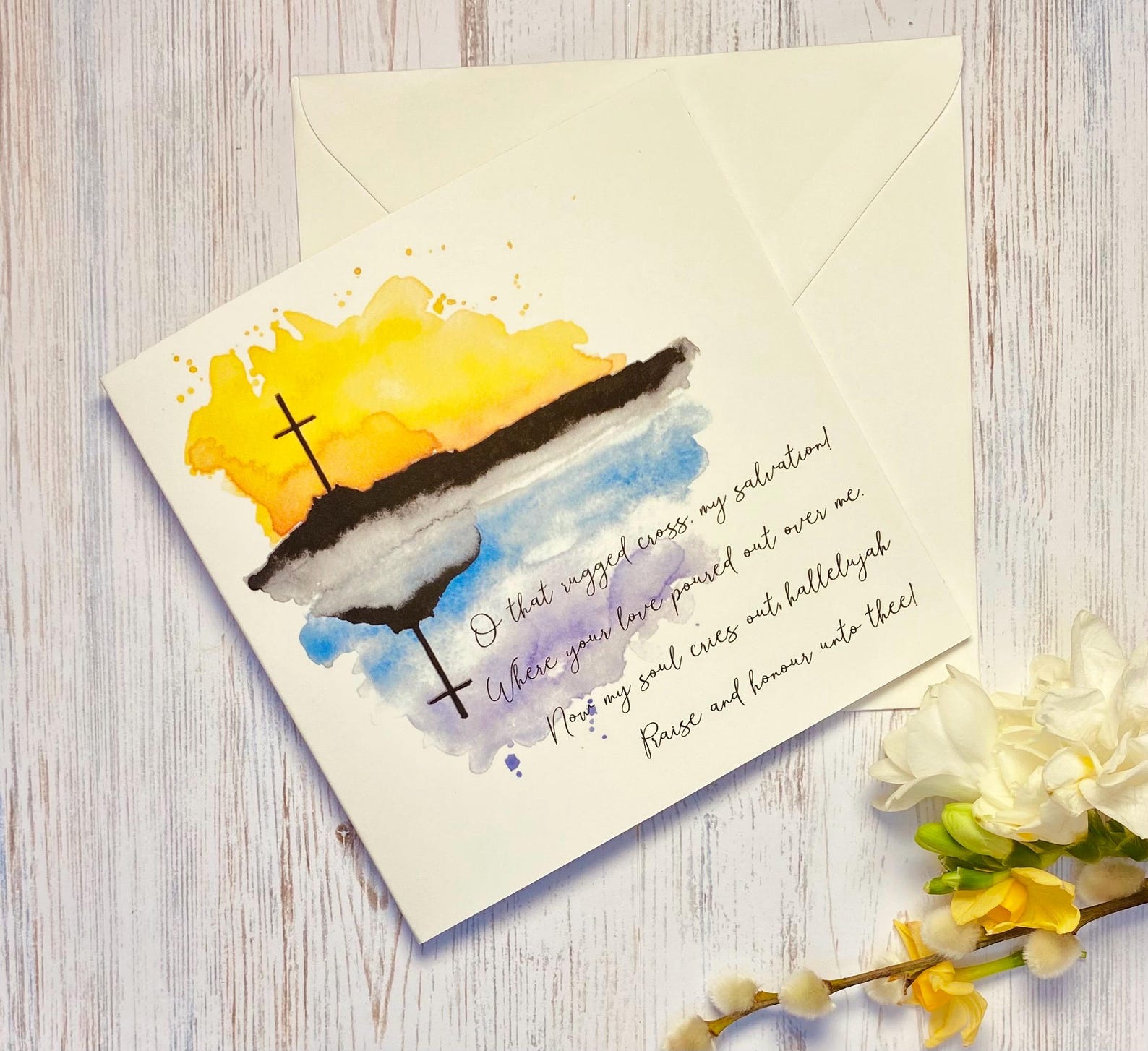 Easter Rugged Cross Watercolor Cross Easter Card: Christian Message, Oh That Rugged Cross ...