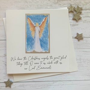 Paquet de cartes de Noël anges. Bel ange aquarelle. Nous entendons l'ange de Noël.  Cartes de Noël de luxe.