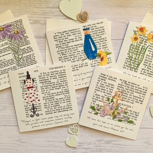 Lot de 5 magnifiques versets chrétiens à bénir et à encourager. Style de journalisation biblique. Cartes de versets bibliques, cartes chrétiennes, foi religieuse