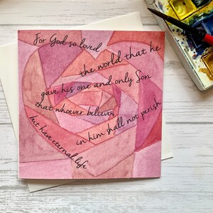 Christian faith card. John 3 :16. For God so loved the world.  Encouraging card. Bible verse card. Evangelistic card