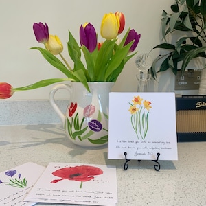 Blumenbibel-Vers-Kunstkarten, christliches Geschenk, Taufengeschenk, Ermutigung, Schriftkarten. Affirmationskarten