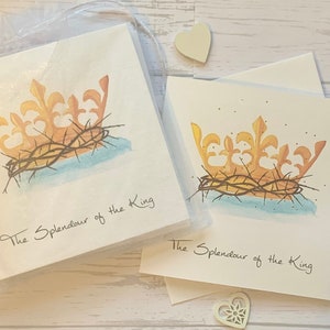 Emportez des cartes de Pâques chrétiennes.  Superbe carte couronne royale et couronne d'épines. Cartes de luxe. Cartes chrétiennes