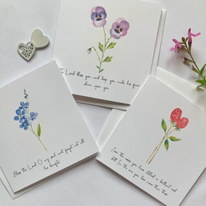Lot de 3 belles cartes chrétiennes florales aquarelles pour encourager et inspirer, carte chrétienne, carte de foi. cartes religieuses