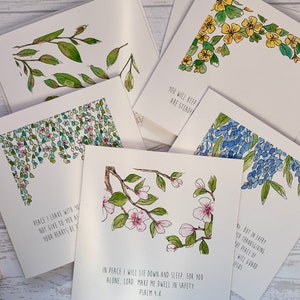Lot de 5 superbes cartes de versets chrétiens à bénir et à encourager. Versets de la Bible sur le don de la paix.