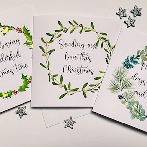 Hand Foiled Christmas Card Pack: Watercolor Wreath Design
