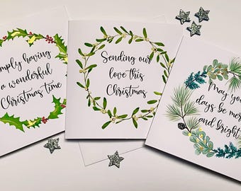 Hand Foiled Christmas Card Pack: Watercolor Wreath Design