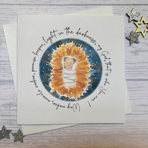 Paquet de cartes de Noël de la Nativité chrétienne.  Crèche peinte à l'aquarelle avec les mots de Way Maker. Lumière dans l'obscurité.