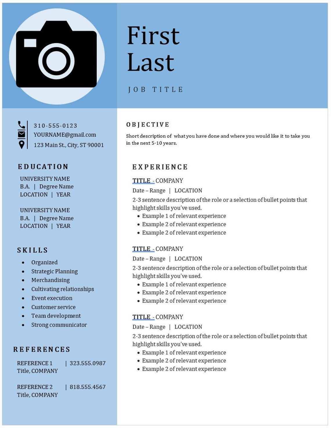 Color Block Resume Template Cover Letter Banner Etsy