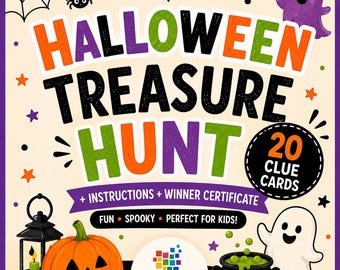 Halloween Treasure Hunt Game, 20 Printable Clue Cards (Digital Download)