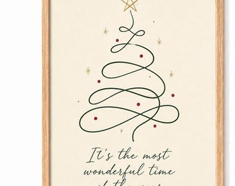 Minimalist Christmas Tree Wall Art – Time Quote (Digital Download)