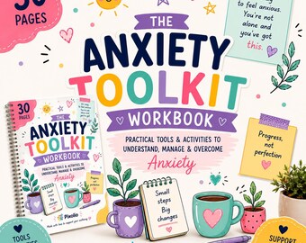 30-Page Anxiety Toolkit Workbook | Coping Skills & Self-Care Activities (Digital Download)