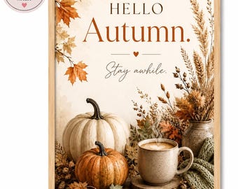 Hello Autumn Print | Scandinavian Neutral Fall Decor (Digital Download)
