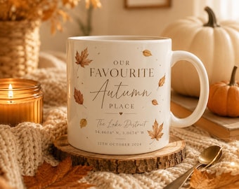Personalised Autumn Coordinates Mug | Custom Location Keepsake Gift
