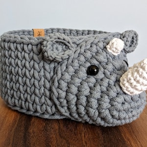 Rhino Crochet Basket | Medium | Safari Nursery | Handmade to Order