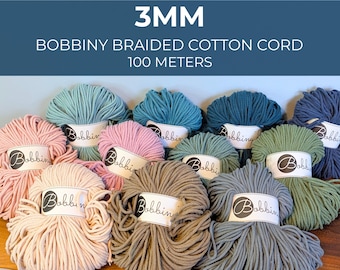 3mm Bobbiny Braided Cotton Cord | 100 meters |  100% Recycled