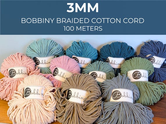 3mm Bobbiny Braided Cotton Cord | 100 meters |  100% Recycled
