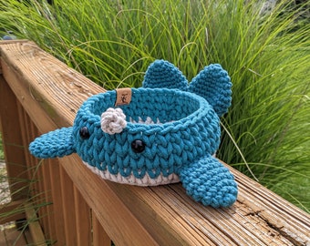 Whale Basket | Medium | Bendable Tail | Custom Colors | Nautical Nursery | Ocean Theme | Handmade to Order