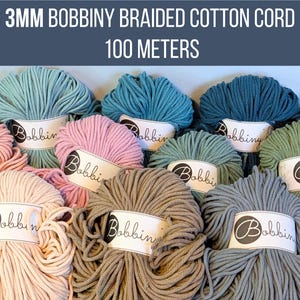 Bobbiny 3mm Braided Cotton Cord | 100 meters |  100% Recycled