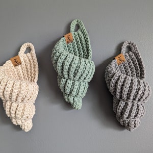 Seashell Hanging Basket | Beach Wall Pocket | Nautical Nursery  | Custom Colors | Handmade to Order