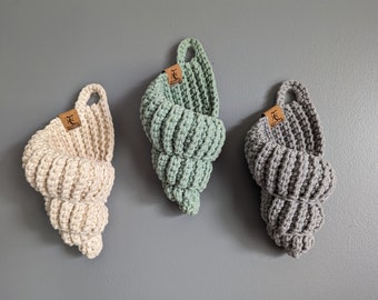 Seashell Hanging Basket | Beach Wall Pocket | Nautical Nursery  | Custom Colors | Handmade to Order