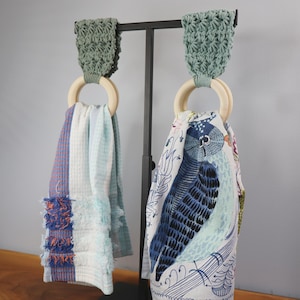 Towel Holder | Kitchen Towel Hanger | Wooden Ring  | Custom Colors | Handmade to Order