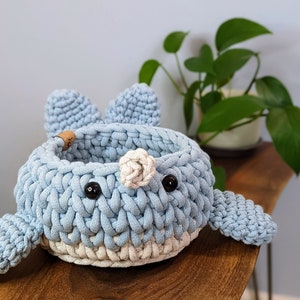 Whale Basket | Large | Bendable Tail | Custom Colors | Nautical Nursery | Ocean Theme | Recycled Cotton Cord | Handmade to Order