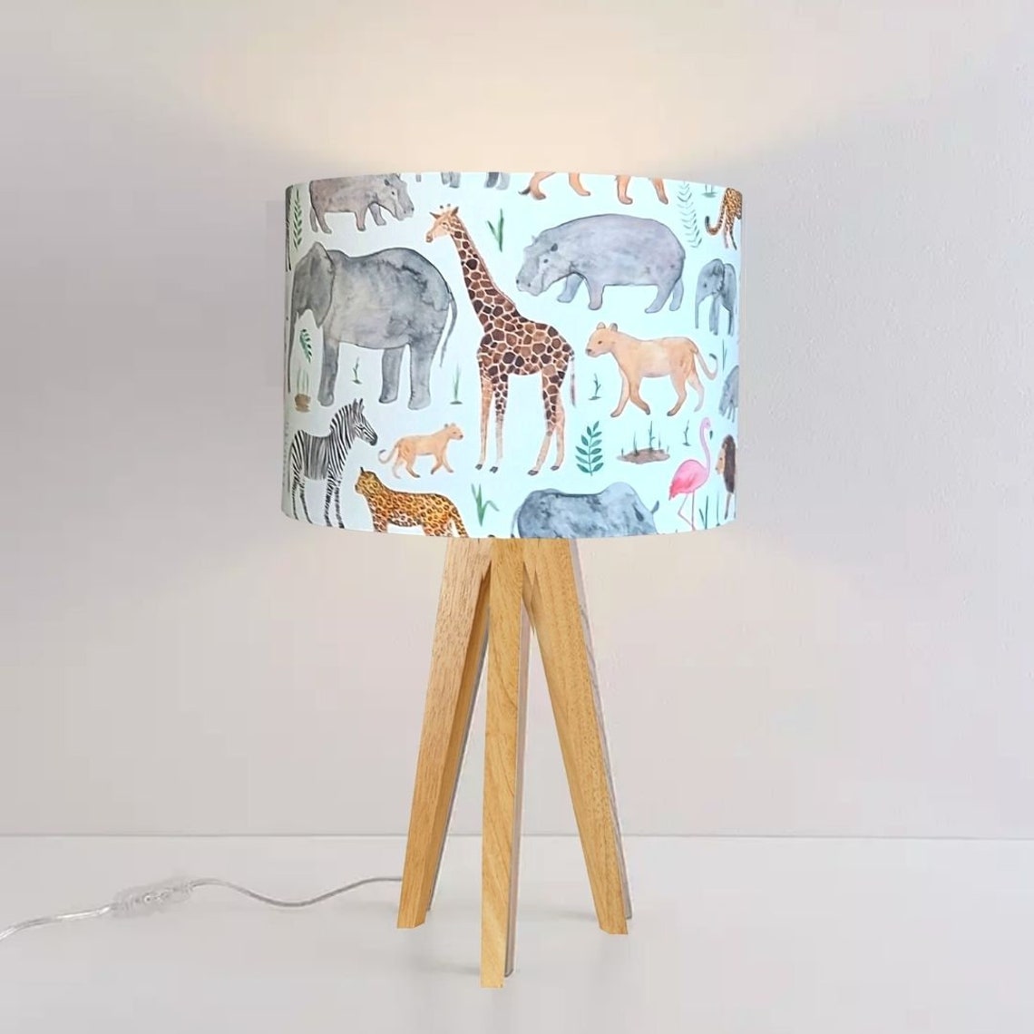 Safari Lampshade Nursery 20cm 30cm Animals Zoo Drum Lamp Etsy