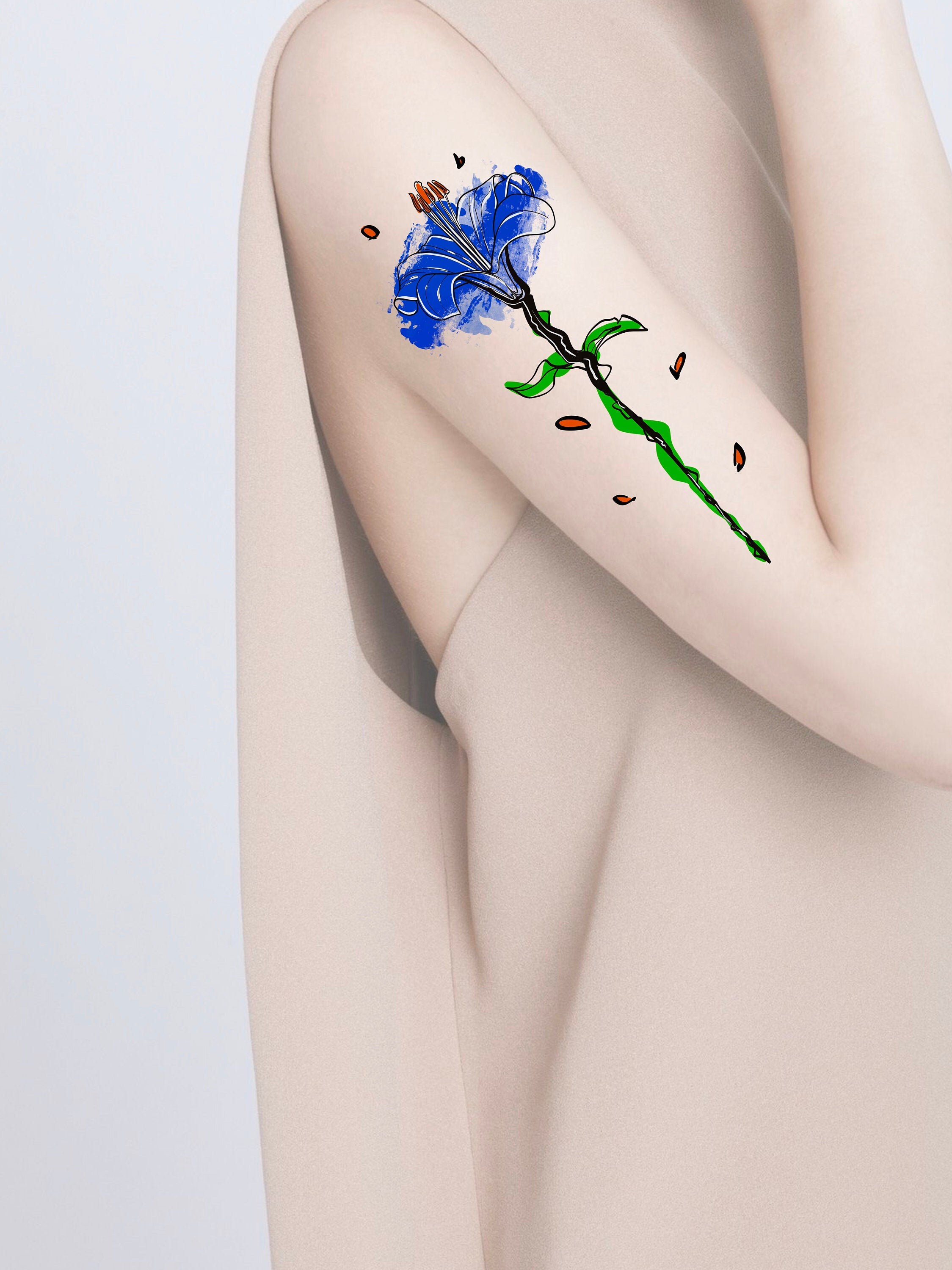 Floral Three Tattoo Design Abstract. Flowers With Watercolor - Etsy Norway
