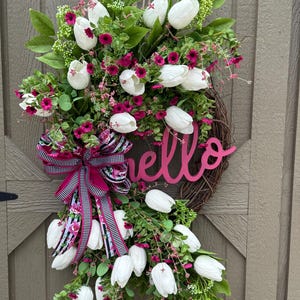 Black and Pink Hello Wreath