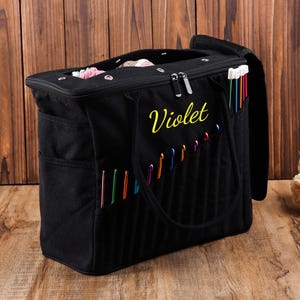 Personalization Canvas knitting bag, Gift For knitter, Yarn Storage Organizer, Canvas Yarn Bag, Needle Storage Bag, Sewing Project Organizer