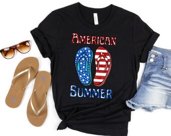 American Summer PNG, 4th of July, American Flag, Flip Flop, Stars and stripes, Red, White, and Blue, PNG, JPG Instant Download
