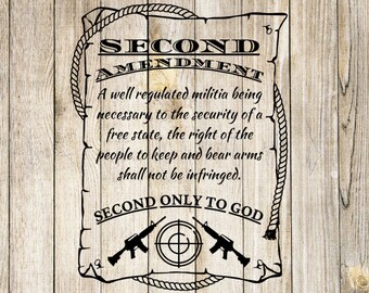 Second Amendment SVG, 2nd amendment, Second only to God, Constitution, Bill of Rights, Instant Digital Download