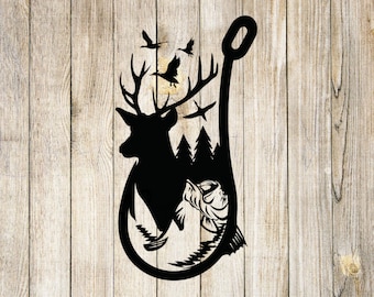 Deer Hunting, Fishing, Duck Scenery SVG, PNG, JPG, Bass, Fish Hook, Buck, Flying Ducks, Tree Scenery, Instant Download
