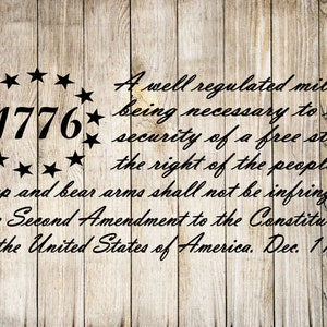 2nd Amendment 1776 American Flag SVG cut file, JPG, PNG Clip Art