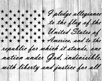 Pledge of Allegiance American flag SVG cut file, PNG, JPG, Clip art Instant Download