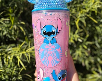Angel and stitch snow globe tumbler