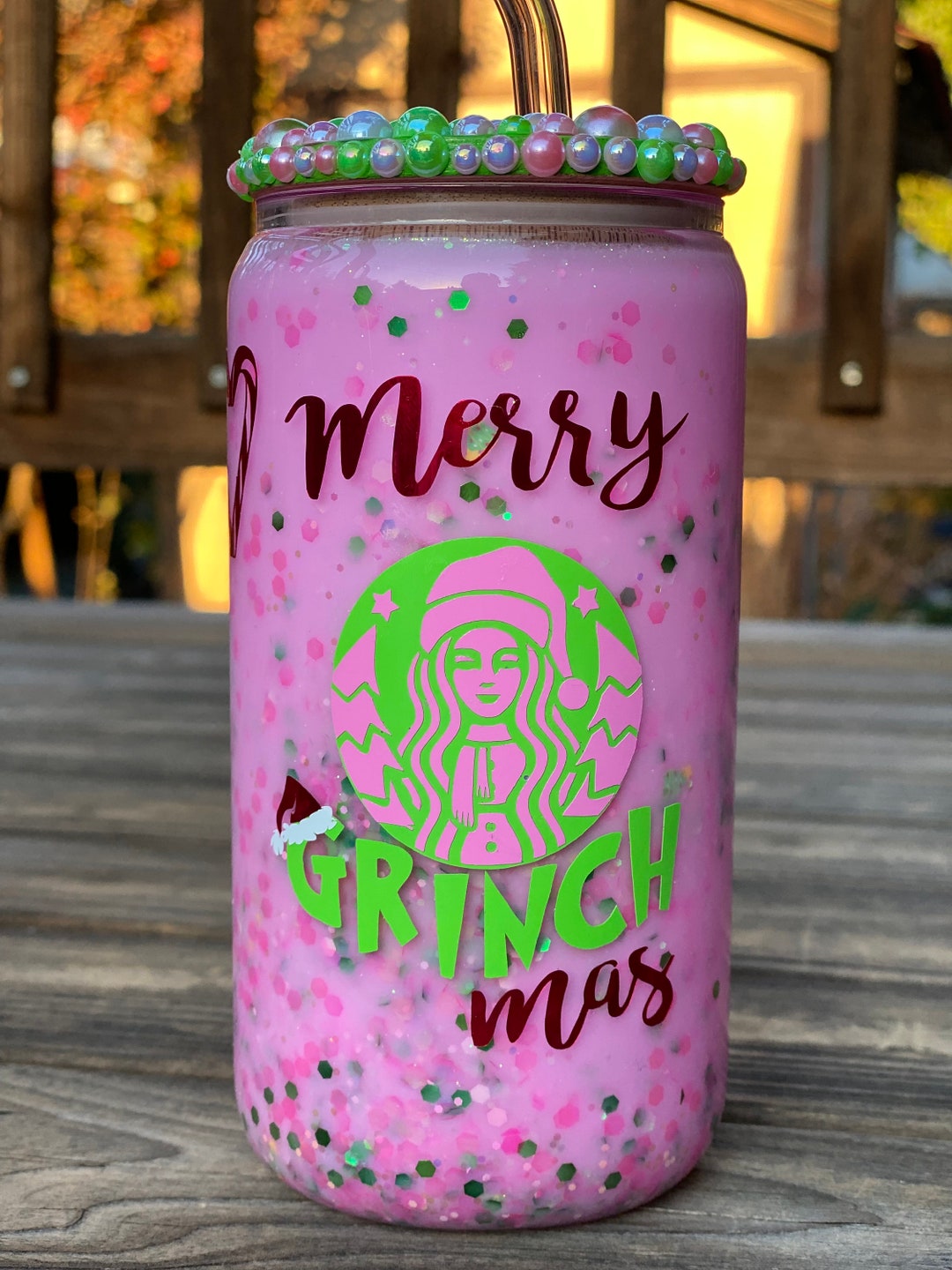 The Grinch Snow Globe Can, Glass Can, Christmas Tumbler, the Grinch Etsy