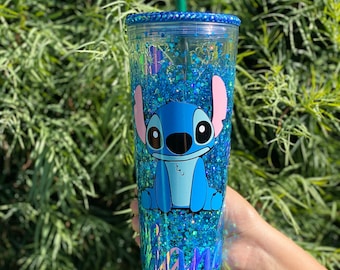 Lilo and Stitch Tumbler, disney lilo and stitch,stitchtumbler,snow globe tumbler, Starbucks tumbler