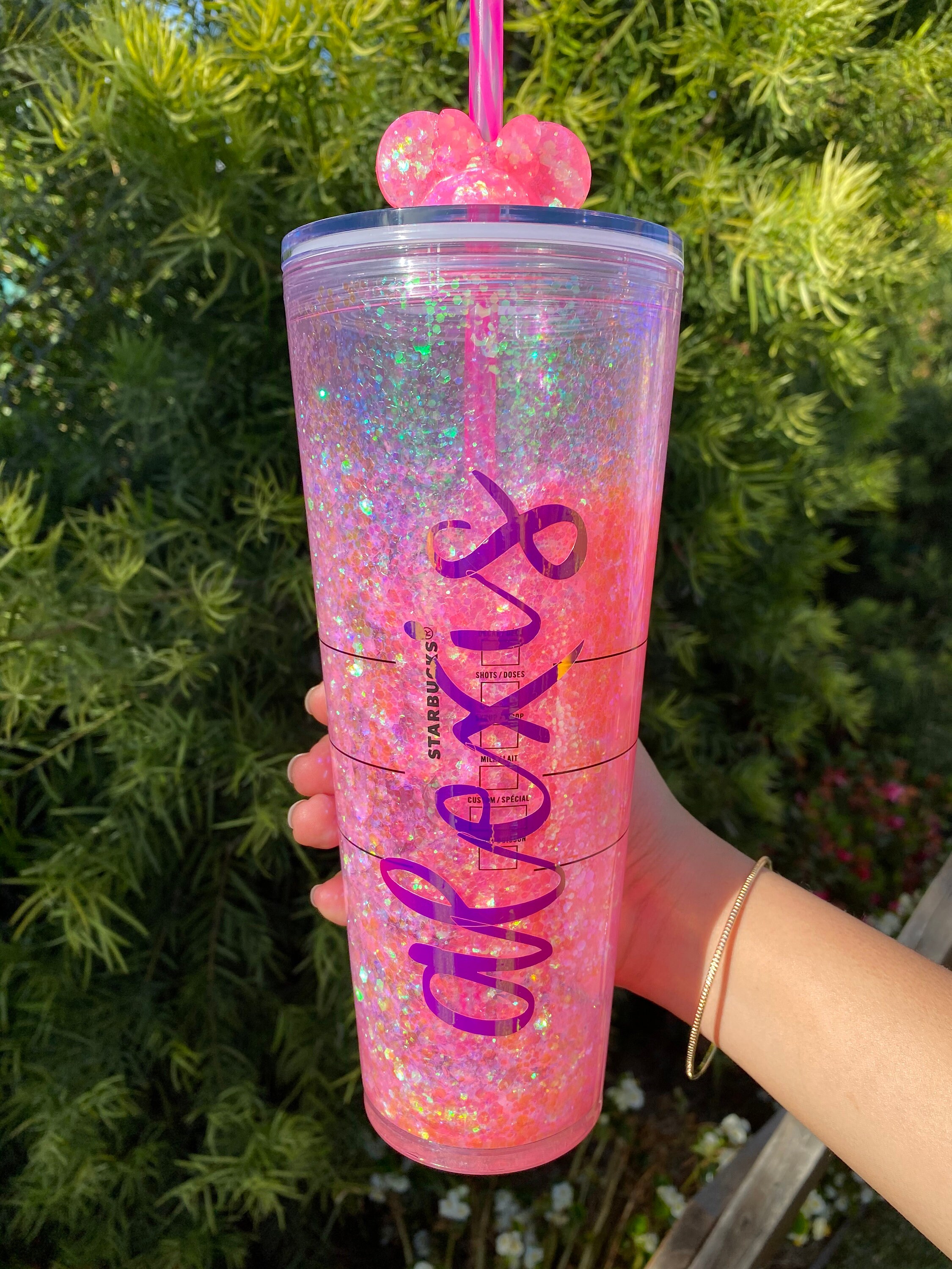 Glitter pink Starbucks tumbler Starbucks snow globe glitter Etsy