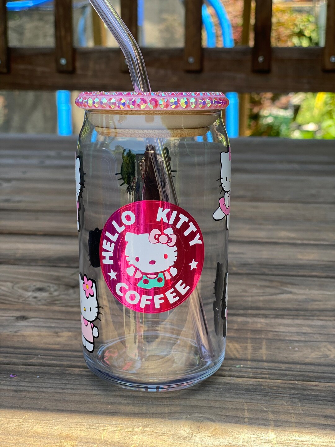 Cat and Friends Iced Coffee Glass Cup Kitty Beer Can Glass Kawaii Glass Can  With Lid and Straw Cute Coffee Cup for Women Friends Mom 