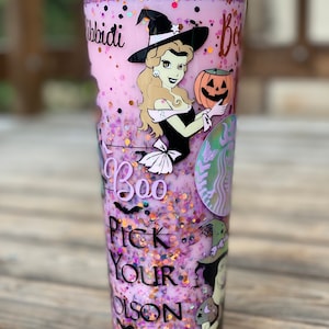 Halloween princess snow globe tumbler, Disney princess, Halloween, little mermaid, belle, show white, princess jasmine,
