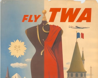 TWA (Trans World Airlines) France Poster Print